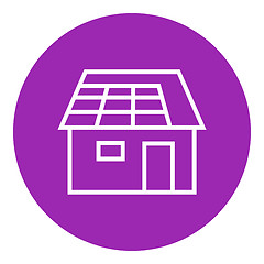 Image showing House with solar panel line icon.