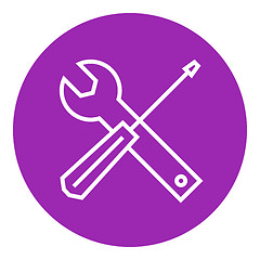 Image showing Screwdriver and wrench tools line icon.