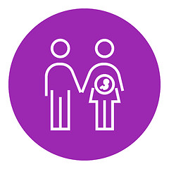 Image showing Husband with pregnant wife line icon.
