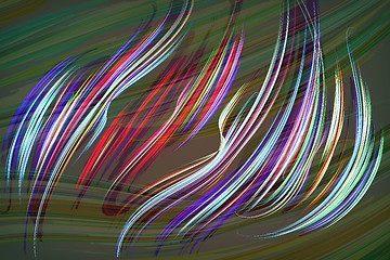 Image showing Fractal image: glowing colored stripes and lines.