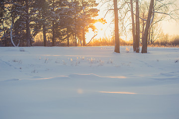 Image showing landscape. weather, snowdrifts in the foreground