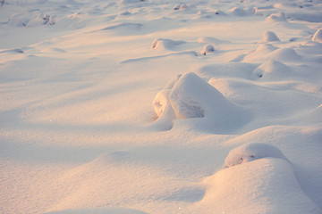 Image showing landscape. weather, snowdrifts in the foreground