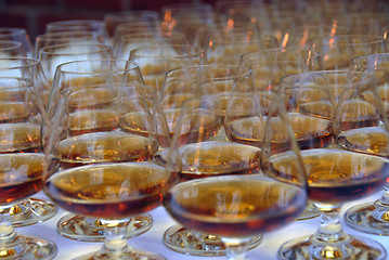 Image showing brendy glasses filled with alcohol