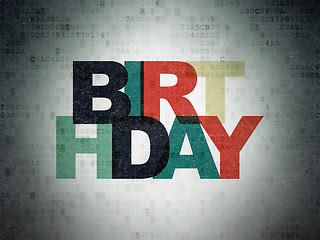 Image showing Holiday concept: Birthday on Digital Data Paper background