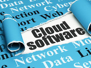 Image showing Cloud computing concept: black text Cloud Software under the piece of  torn paper