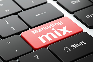Image showing Marketing concept: Marketing Mix on computer keyboard background