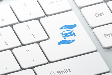 Image showing Insurance concept: Car And Palm on computer keyboard background