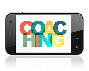 Image showing Education concept: Smartphone with Coaching on  display