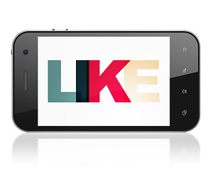 Image showing Social network concept: Smartphone with Like on  display