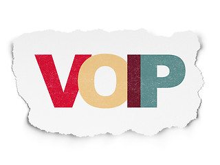 Image showing Web development concept: VOIP on Torn Paper background