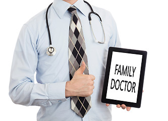 Image showing Doctor holding tablet - Family doctor