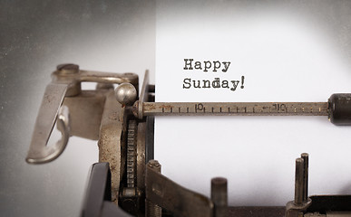 Image showing Vintage typewriter close-up - Happy Sunday