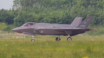 Image showing LEEUWARDEN, THE NETHERLANDS -MAY 26: F-35 fighter during it\'s fi