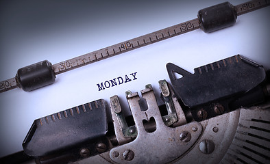 Image showing Monday typography on a vintage typewriter