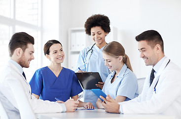 Image showing group of happy doctors meeting at hospital office