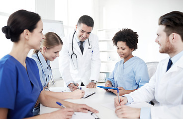 Image showing group of happy doctors meeting at hospital office