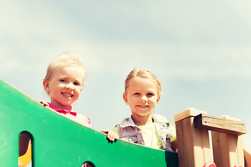 Image showing happy little girls on children playground