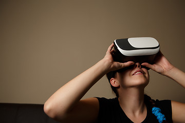 Image showing Woman with glasses of virtual reality