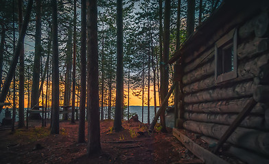 Image showing Old fishing hut in the forest