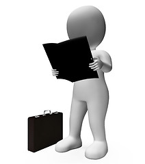 Image showing Reading Businessman Shows Progress Report And Analysis 3d Render