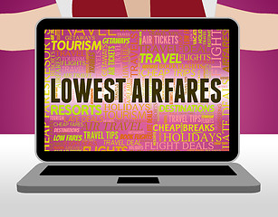 Image showing Lowest Airfares Indicates Current Price And Aircraft