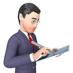 Image showing Businessman Character Represents Progress Report And Analysis 3d