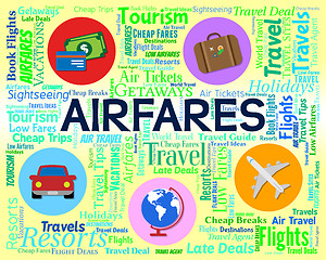 Image showing Airfares Word Indicates Selling Price And Aeroplane