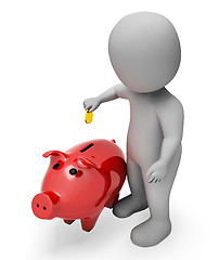 Image showing Money Character Means Piggy Bank And Illustration 3d Rendering