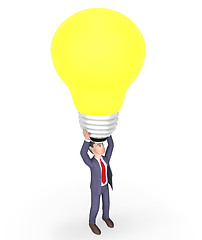 Image showing Lightbulb Character Represents Power Source And Businessman 3d R