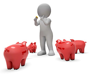 Image showing Save Savings Means Piggy Bank And Currency 3d Rendering