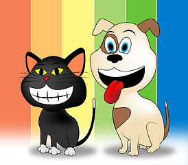 Image showing Happy Pets Means Domestic Animal And Canines
