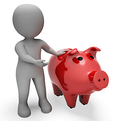 Image showing Piggybank Save Indicates Wealth Character And Earn 3d Rendering