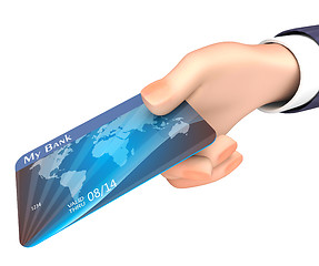 Image showing Debit Card Indicates Business Person And Bank 3d Rendering