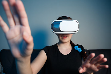 Image showing Woman with glasses of virtual reality