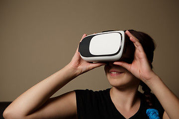 Image showing Woman with glasses of virtual reality