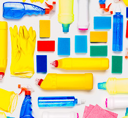 Image showing Cleaning supplies on white background.