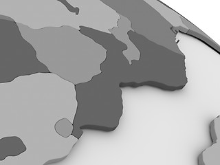 Image showing Mozambique and Zimbabwe on grey 3D map