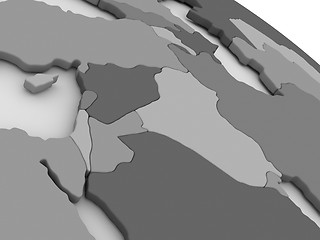 Image showing Israel, Lebanon, Jordan, Syria and Iraq region on grey 3D map