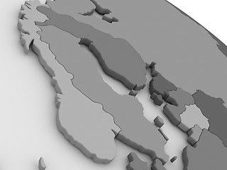 Image showing Scandinavia on grey 3D map