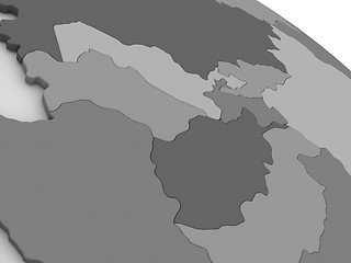 Image showing Central Asia on grey 3D map