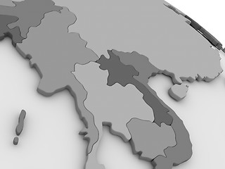 Image showing Myanmar on grey 3D map