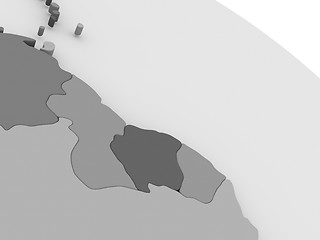 Image showing Guynea and Suriname  on grey 3D map