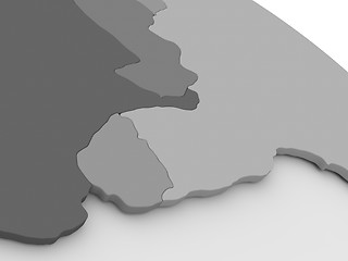 Image showing Uruguay on grey 3D map