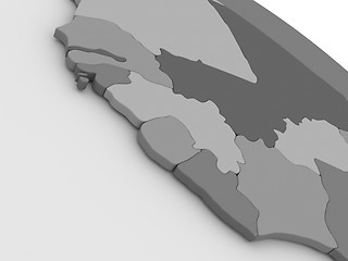 Image showing Liberia, Sierra Leone and Guinea on grey 3D map