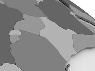 Image showing Kenya, Uganda, Rwanda and Burundi on grey 3D map