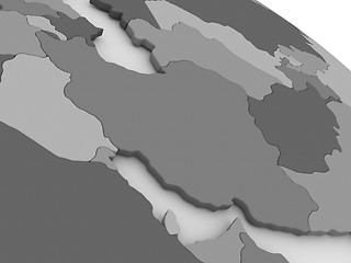 Image showing Iran on grey 3D map