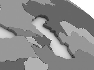 Image showing Caucasus region on grey 3D map