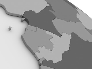 Image showing Cameroon, Gabon and Congo on grey 3D map