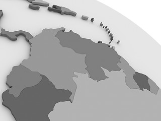 Image showing Colombia and Venezuela on grey 3D map