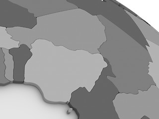 Image showing Niger and Nigeria on grey 3D map